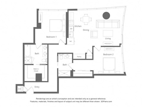the floor plan of the apartment